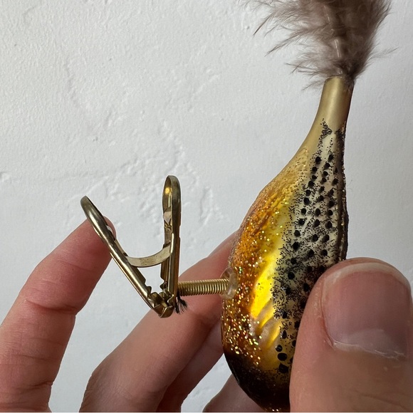 Old World Christmas Meadowlark bird Blown Glass Clip on Ornament feathers - Picture 8 of 16